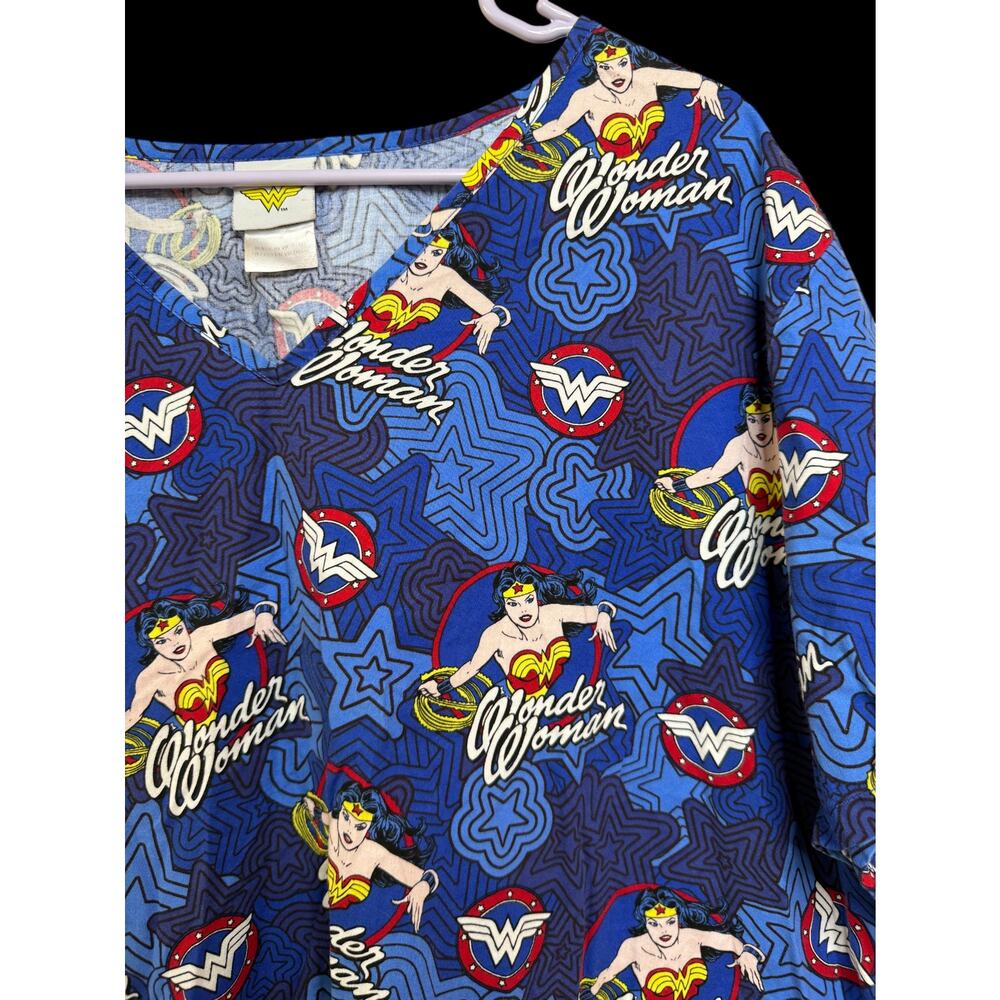 Vintage 90s Y2K DC Comics Wonder Woman Scrubs All Over Print USA Sz: 3XL E7